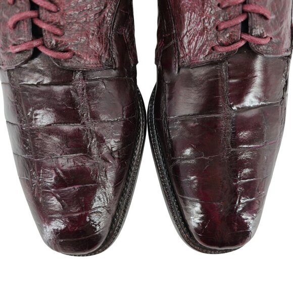 Vintage Mauri Burgundy Alligator Ostrich Exotic Dress Shoes 11.5M Derby Oxfords - Picture 8 of 15